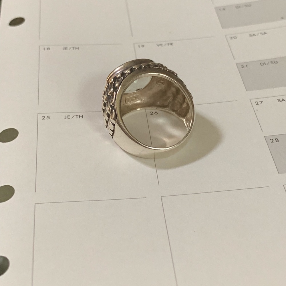Sterling Silver Peridot Stone Dome Ring for EUC - Picture 3 of 6